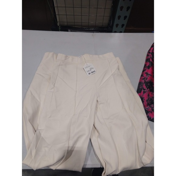 Rosetta Getty-Pin Tuck Wide Flare Pants- Parchment-XSOne Size